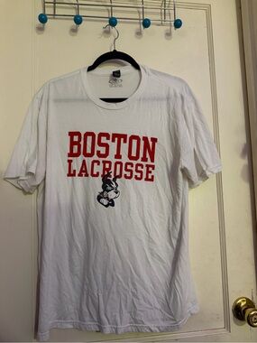 Boston Lacrosse Graphic Tee - White with Red Print